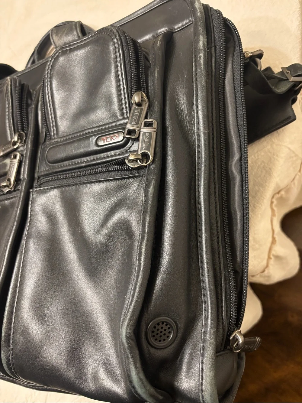 Tumi Alpha Leather Messenger and Laptop Bag